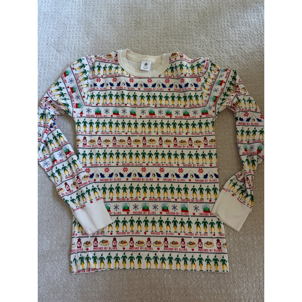 Hanna Andersson Elf Top Womens M Cream Raised By Elves Thermal Pajama Shirt